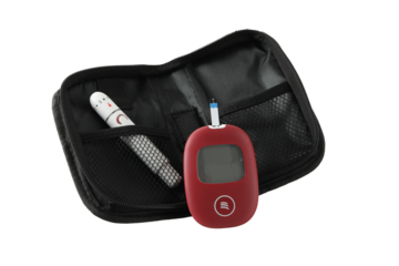 PNG, Medical equipment for diabetics in case, isolated on white background