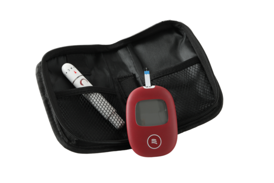 PNG, Medical equipment for diabetics in case, isolated on white background