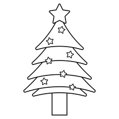 Fototapeta premium Christmas Tree Line Icon