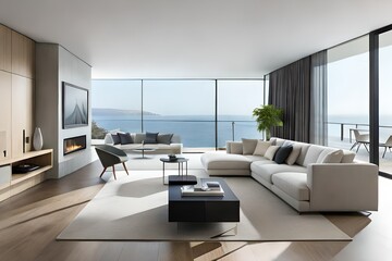 Fototapeta premium living room interior generated by AI technology