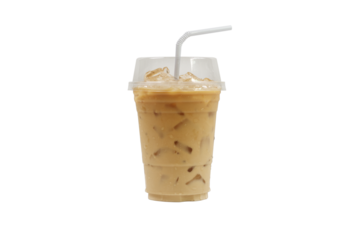 Iced coffee espresso in cup glass isolated on white background clipping path