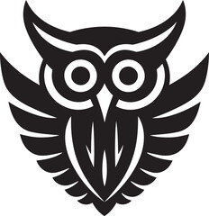Owl with Crescent Moon Graphic Whimsical Owl Design Element