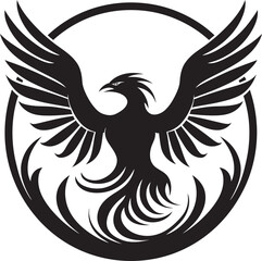 Ethereal Feathered Emblem Noir Phoenix Rising