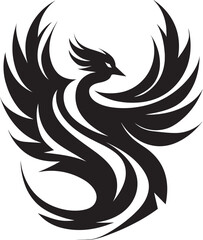 Obraz premium Phoenix Feathers Vector Art Fiery Nightfall Emblem