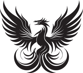 Celestial Flamebird Design Noir Phoenix Silhouette