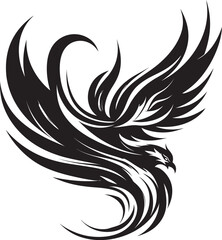 Noir Phoenix Silhouette Cosmic Fire Vector Art