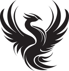 Mythical Bird Logo Design Rebirth of the Black Phoenix