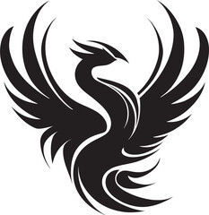 Mythical Bird Logo Design Rebirth of the Black Phoenix