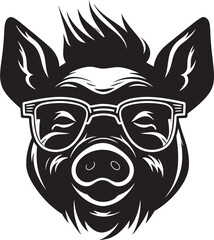 Modern Pig Silhouette Shadowed Piggy Emblem