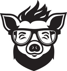 Sleek Pig Profile Art Abstract Piggy Emblem