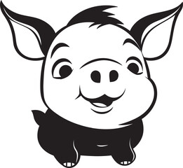 Abstract Piggy Emblem Geometric Black Hog