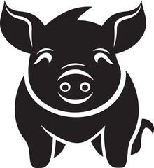 Noir Piggy Badge Contemporary Pig Icon