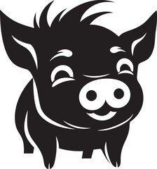 Geometric Black Hog Mysterious Pig Face Design