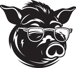 Artistic Pig Logo Concept Black Pineapple Elegance