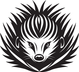 Elegant Porcupine Quill Seal Bold Porcupine Emblem in Black