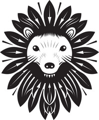 Bold Porcupine Emblem in Black Porcupine Spike Minimalist Logo