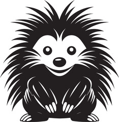 Porcupine Quill Monochrome Badge Porcupine Spike Elegance Emblem