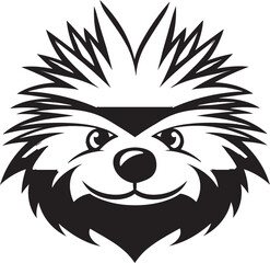 Modern Porcupine Crest Stylish Monochrome Porcupine