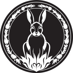 Stylish Black Bunny Crest Sleek Black Rabbit Emblem