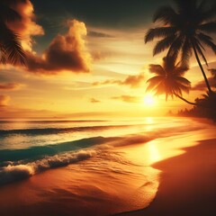 Fototapeta na wymiar tranquil beach at sunset