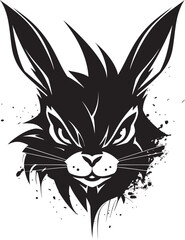 Rabbit Silhouette Badge of Honor Geometric Black Rabbit Logo