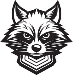 Premium Raccoon Monochrome Symbol Intricate Raccoon Crest Design