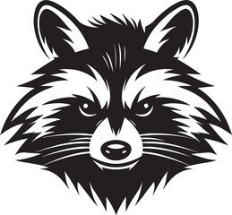 Minimalistic Masked Bandit Graphic Badge Sleek Raccoon Monogram of Distinction