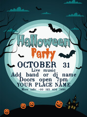 Halloween party poster flyer or social media post design