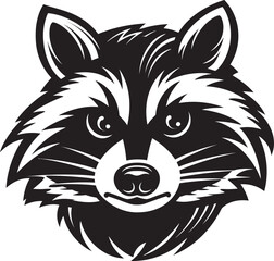Iconic Raccoon Mascot Crest Mystical Black Raven Emblem