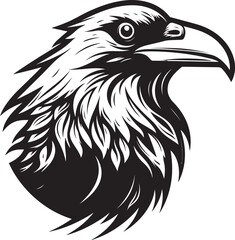 Graceful Black Raven Icon Sleek Bird Symbolic Mark