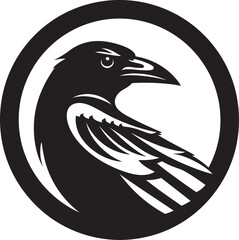 Minimalistic Bird Graphic Badge Sleek Raven Monogram of Distinction