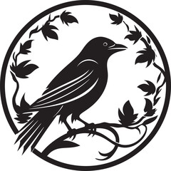 Raven Silhouette Minimalistic Insignia Minimalistic Bird Emblem
