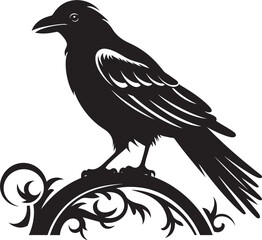 Graceful Black Raven Icon Sleek Bird Symbolic Mark