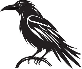 Stylish Raven Silhouette Badge Graceful Black Raven Icon
