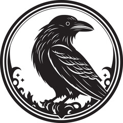 Black Raven Monogram of Honor Premium Raven Silhouette Logo
