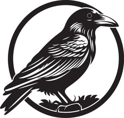 Fototapeta premium Graceful Raven Silhouette Mark Black Raven Symbolic Insignia 