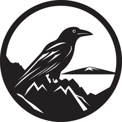 Black Raven Symbolic Insignia Modern Bird Badge of Excellence
