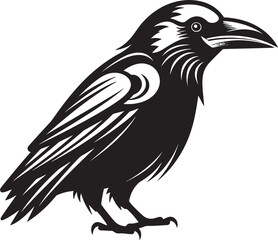 Intricate Raven Crest Design Premium Raven Monochrome Mascot Symbol
