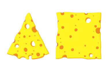 Illustration of a slice of cheese in cartoon style