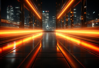 Fototapeta na wymiar Yellow and red Neon illuminated futuristic backdrop realistic image- ultra hd- high design
