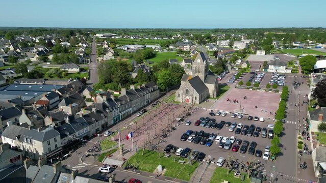 Sainte Mere Eglise Normandy France drone,aerial