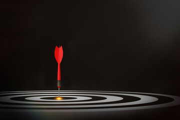 Business or success concept. Arrows aims at a dartboard target. Winning situation. Reach goal of success. Achievement concept. Business target.