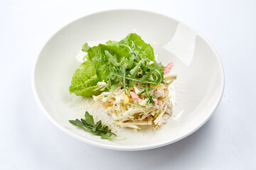 Homemade Organic Coleslaw on white plate