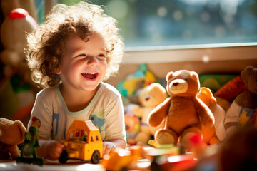 Fototapeta premium Happy little child playing