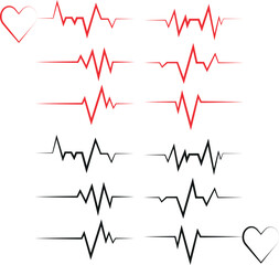 Red heartbeat line icon. on white background. Vector illustration. Vector Illustration heart Heart Beat pulse line concept design isolated on white background Heartbeat line. Pulse trace. - obrazy, fototapety, plakaty