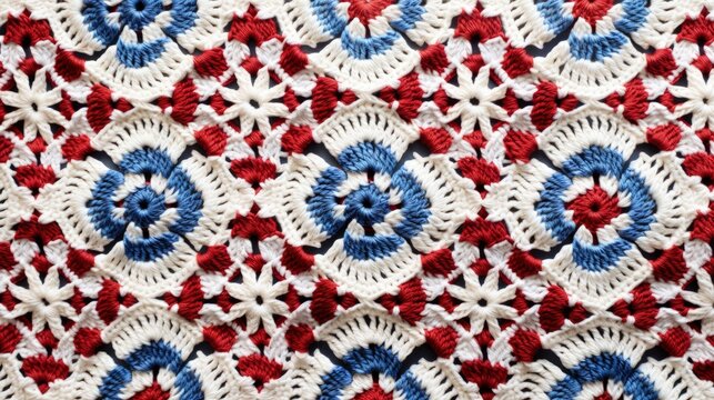 grannysquare pattern old america crochet white background