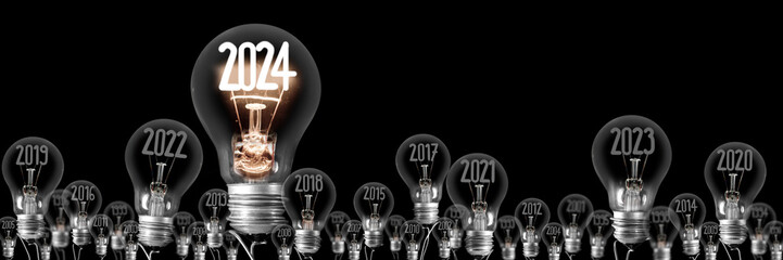 Light Bulbs with New Year 2024 - 659334011