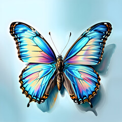 Morpho Butterfly's Beauty Revealed in Colored Pencil Art.(Generative AI)
