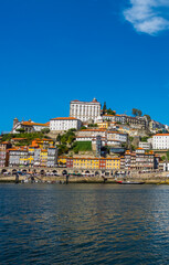 Aerial panorama view of the Ribeira District in Porto, Portugal