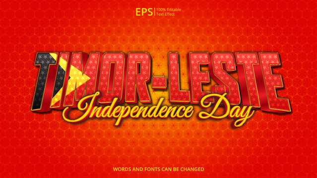 east timor editable text effect with east timor flag pattern suitable for poster design about holiday, Feast day or timor leste  independence day moment